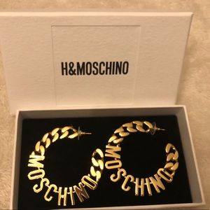 H&M Moschino Gold Letter Hoop Earrings